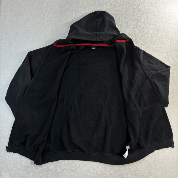 Y2K Adidas Full Zip Hoodie Men XL Black Red Sweatshirt Jacket Vintage Streetwear - Picture 2 of 8